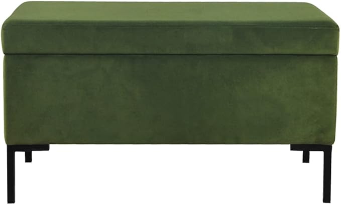 HomePop Upholstered Storage Bench with Metal Leg Home Décor|Bench with Storage for Living Room & Entryway - Blush Green