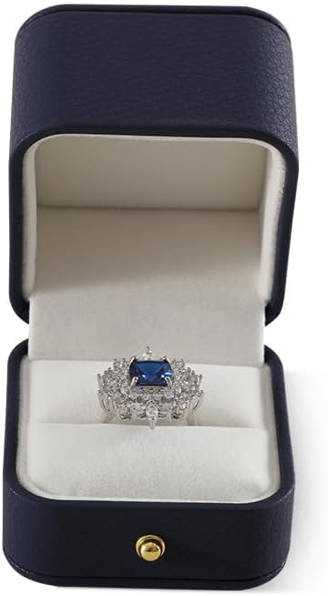 Ring Box Wedding Day, Leather Wedding Ring Box,Premium Engagement Ring Holder,Luxury Ring Display Case,Dark Blue Jewelry Box
