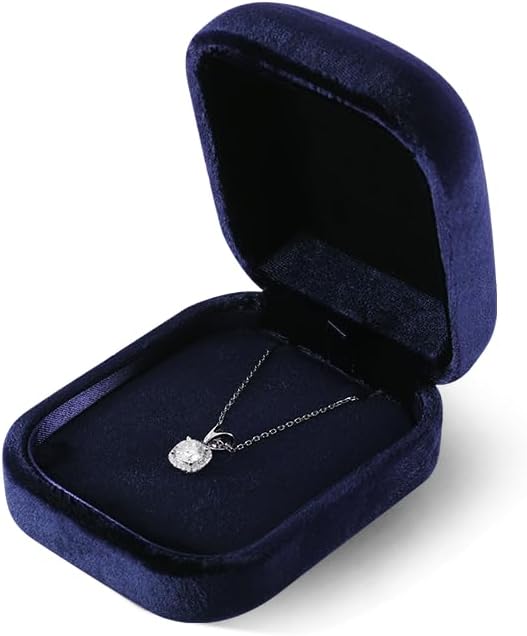 Resilient Velvet Ring Earrings Bracelet Necklace Display Box, Travel Mini Jewelry Organizer Case (Blue, Necklace Box)