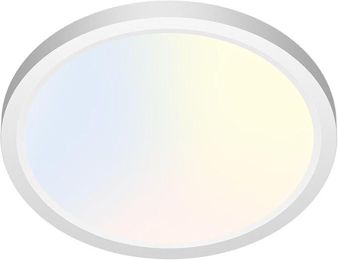 zemty LED Ceiling Light Fixture 6.5 Inch, 12W 1200lm Light Fixtures, Adjustable 3000K 4000K 6500K, Round Flat Ceiling Lamp for Bathroom Closet Hallway Laundry