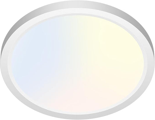 zemty LED Ceiling Light Fixture 6.5 Inch, 12W 1200lm Light Fixtures, Adjustable 3000K 4000K 6500K, Round Flat Ceiling Lamp for Bathroom Closet Hallway Laundry