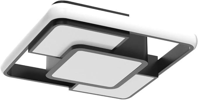 62W Dimmable LED Flush Mount Ceiling Light Fixture with Remote Control, 3000K-6500K 3-Color Chandelier Modern Lamp Black, 15.74inch Close to Ceiling Dining Room Bedroom Square Kitchen Lights