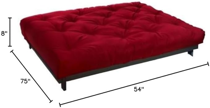 Mozaic Full Size 8-Inch Cotton Twill Gel Dual Memory Foam Futon Mattress, Red