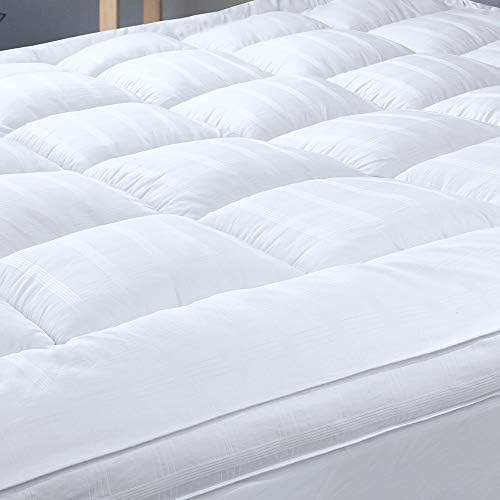 Soft & Cooling Pillow Top Mattress Topper California King with 300TC Cotton Cover, Extra Thick Plush Bed Topper for Back Pain, Overfilled Mattress Pad Cover for Firm Mattress, Fit to 6”-22” Mattress.