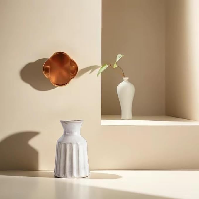 Ceramic Boho Vase, Farmhouse Home Decor Embossed Vases for Centerpieces, Kitchen, Office, Shelf, Table, Vase for Pampas Grass, Eucalyptus