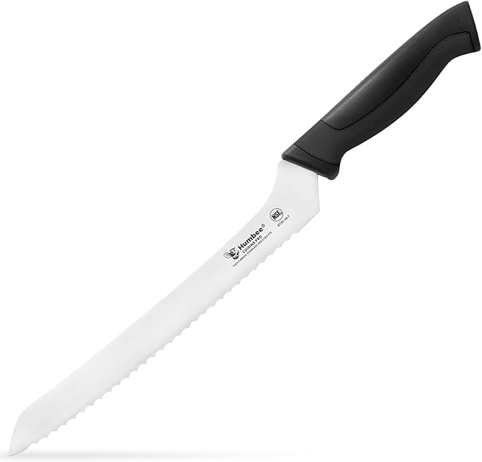 8-Inch Offset Serrated Bread Knife, Premium High Carbon Stainless Steel Blade Knife for Bread with Ergonomic Handle, NSF Certified, DT-31 Series, Black