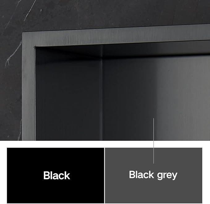 Shower Niche, 14"x16" No Tile Needed, The Insert Storage Rectangle Single Shower Shelf is Easy to Install, Stainless Steel, Black Grey
