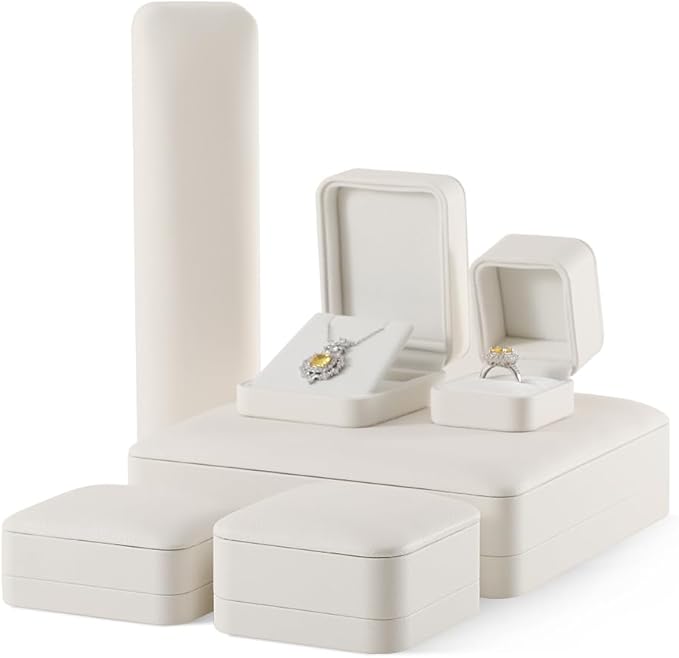 Ring Boxes, Leather Ring Jewelry Box,Ivory Ring Box For Jewellery Store，Luxury Jewelry Gift Box，Premium Ring Holder Box