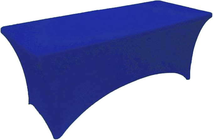 2 Pack 6FT Royal Blue Spandex Tablecloth Stretch Fitted Table Cover for Rectangular Table Event, Wedding, Banquet and Parties
