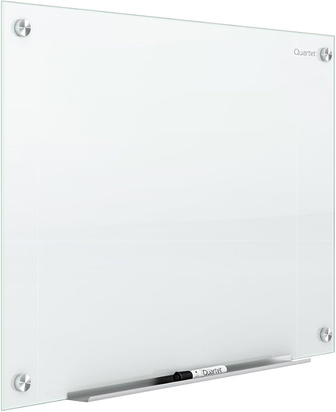 Quartet Non-Magnetic Glass Dry Erase White Board, 72"W x 48"H Whiteboard, Infinity Frameless Mounting, White Surface (G7248NMW)