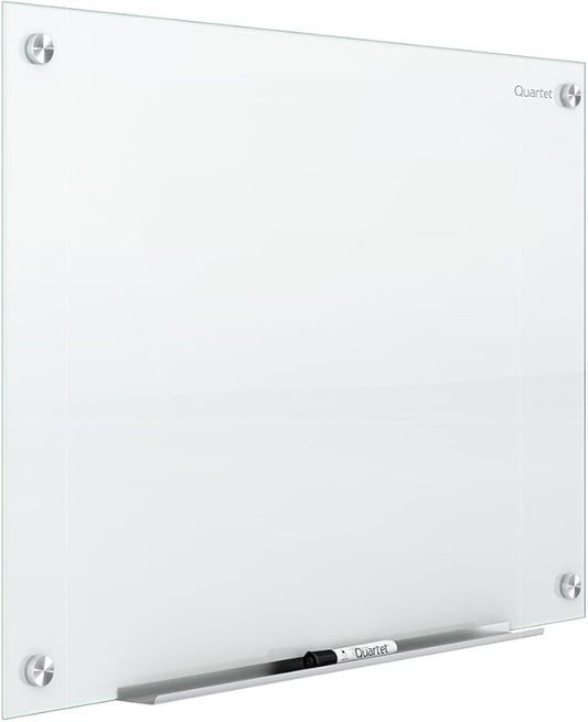 Quartet Non-Magnetic Glass Dry Erase White Board, 72"W x 48"H Whiteboard, Infinity Frameless Mounting, White Surface (G7248NMW)