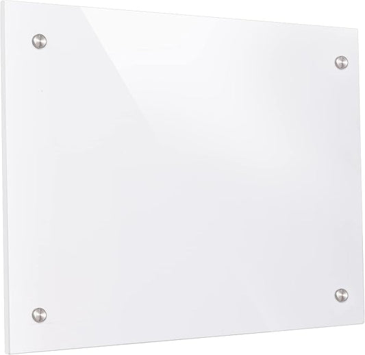 iCAGY Acrylic Dry Erase White Board for Wall - Small Wall-Mounted Whiteboard for Office Home and Kids - Sleek Design, Easy Installation, Rounded Corner, 12" x 16", White