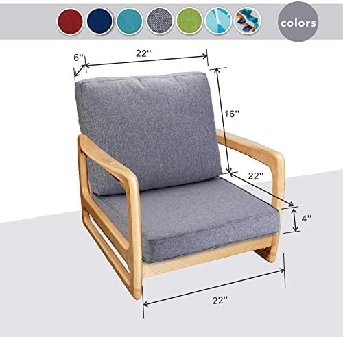 JMGBird Outdoor Cushion Tufted Pillow, Deep Seat Outdoor Chair Cushion 22"x22" Patio Cushions for Outdoor Furniture Grey