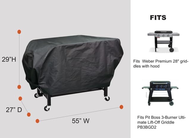 RPET Fabric Cover for Flat Griddle Cover, Black；Fit Weber Premium 28" griddles with hoodgriddles with Hood.