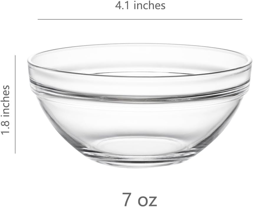Sweejar 4 inch Small Glass Bowls Set, 7 oz Prep Bowls for Cooking, Small Bowls for Kitchen, Dessert Bowls for Ice Cream, 9 pack