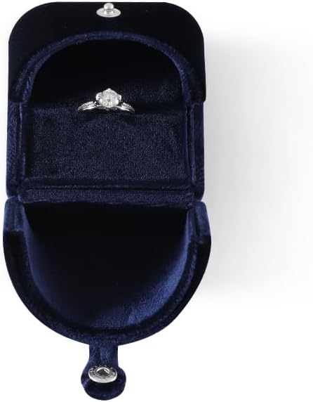 Velvet Ring Box，Engagement Jewelry Gift Boxes Holder for Women,Ceremony Rings Display for Proposal,Wedding Day Case (Blue)