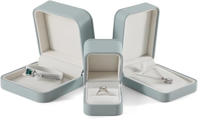 Necklace Gift Box Leather Necklace Jewelry Box,Teal Necklace Case,Luxury Necklace Display Box For Jewellery Store, Light Blue