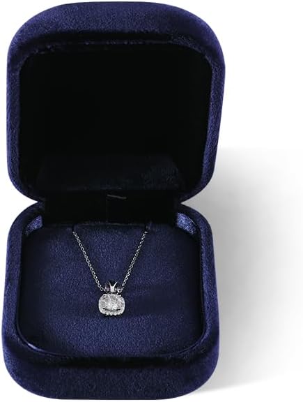 Resilient Velvet Ring Earrings Bracelet Necklace Display Box, Travel Mini Jewelry Organizer Case (Blue, Necklace Box)