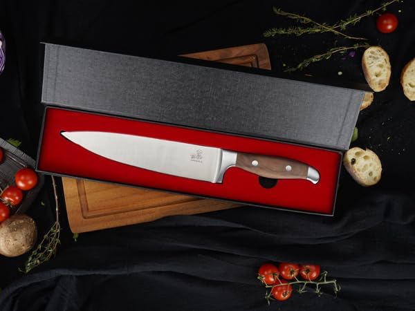 Chef Knife 8 Inch, Japanese Professional Chef knife High Carbon Stainless Steel, Razor Sharp Chefs Kitchen Knife, Vegetable Chopping Knife for Cooking With Full-tang Handle, Walnut