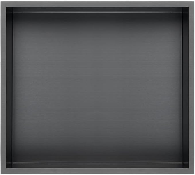 Shower Niche, 14"x16" No Tile Needed, The Insert Storage Rectangle Single Shower Shelf is Easy to Install, Stainless Steel, Black Grey