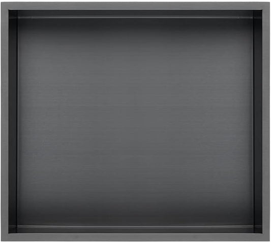 Shower Niche, 14"x16" No Tile Needed, The Insert Storage Rectangle Single Shower Shelf is Easy to Install, Stainless Steel, Black Grey