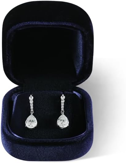 Resilient Velvet Ring Earrings Bracelet Necklace Display Box, Travel Mini Jewelry Organizer Case (Blue, Earrings Box)