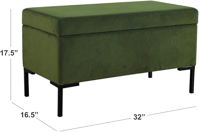 HomePop Upholstered Storage Bench with Metal Leg Home Décor|Bench with Storage for Living Room & Entryway - Blush Green