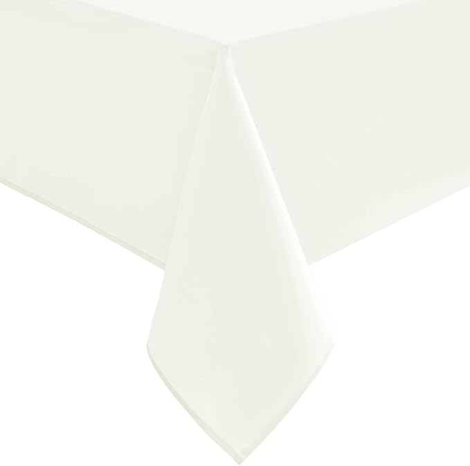 Hiasan Ivory Tablecloth for Rectangle Tables - Waterproof and Spillproof Washable Fabric Table Cloth for Dining Room Kitchen Party, 60 x 84 Inch