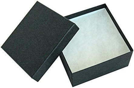 TheDisplayGuys - 100-Pack #34 Cotton Filled Cardboard Paper Jewelry Boxes Gift Case - Matte Black (3.9" x 3.9" x 2.0") - for Shipping or Storage