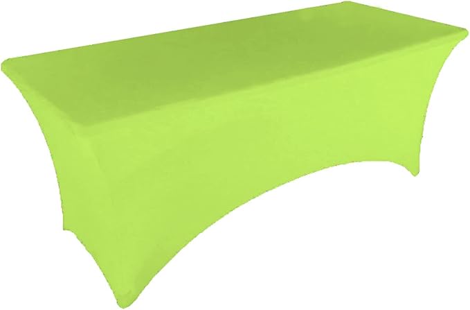 2 Pack 8FT Lime Spandex Tablecloth Stretch Fitted Table Cover for Rectangular Table Event, Wedding, Banquet and Parties