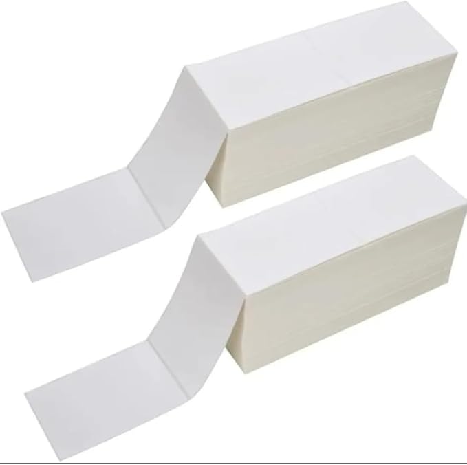 Direct Thermal Shipping Labels 4" x 6" Fanfold 6000 Label Compatible, with DYMO Label Writer Rollo & Zebra with Perforated line for Thermal Printers Labels Commercial Grade Labels (1 Case)