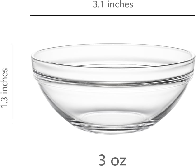 Sweejar 3 inch Small Glass Dipping Bowls set, 3 oz Dipping Sauce Bowls/Dishes, Mini Sauce Bowls for Ketchup, Soy, BBQ, Sushi, Party, 9 pack