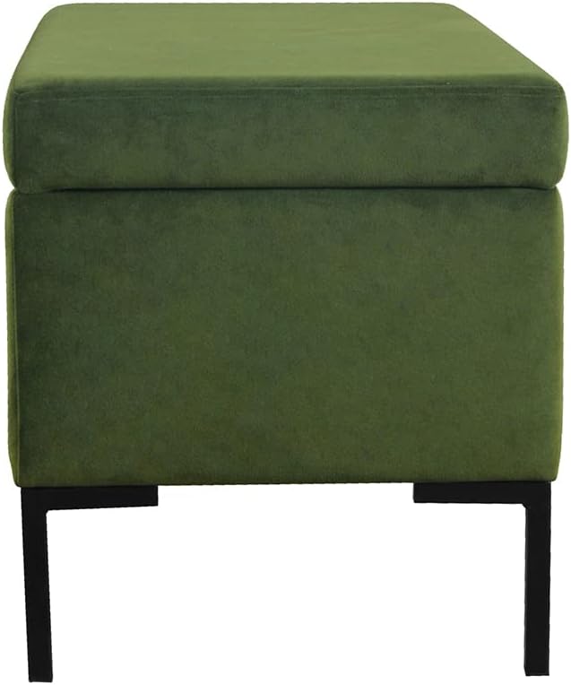HomePop Upholstered Storage Bench with Metal Leg Home Décor|Bench with Storage for Living Room & Entryway - Blush Green