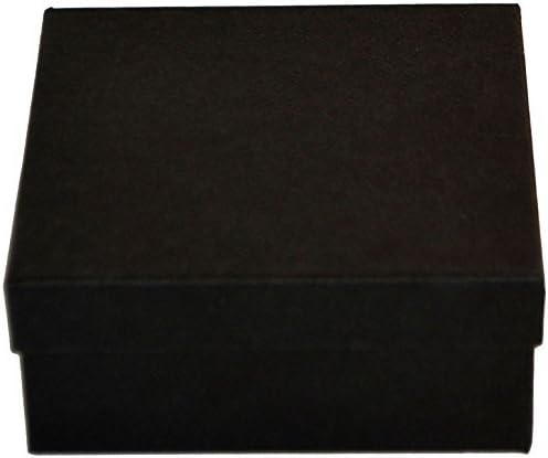 TheDisplayGuys - 100-Pack #34 Cotton Filled Cardboard Paper Jewelry Boxes Gift Case - Matte Black (3.9" x 3.9" x 2.0") - for Shipping or Storage