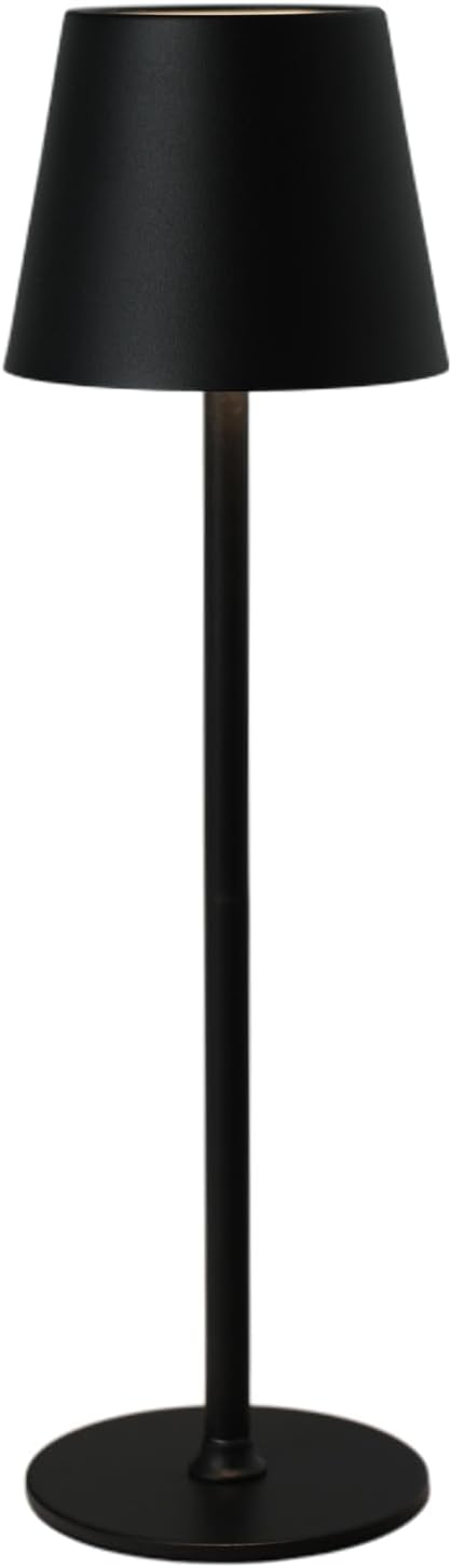 Cordless Table Lamp, Rechargeable Table Lamp with Touch Dimmable Control, Portable LED Desk Lamp for Indoor Patio (Black-Round, 1)