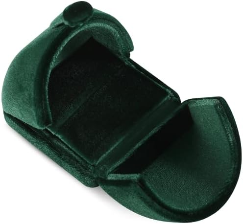 Velvet Ring Box，Engagement Jewelry Gift Boxes Holder for Women,Ceremony Rings Display for Proposal,Wedding Day Case (Green)