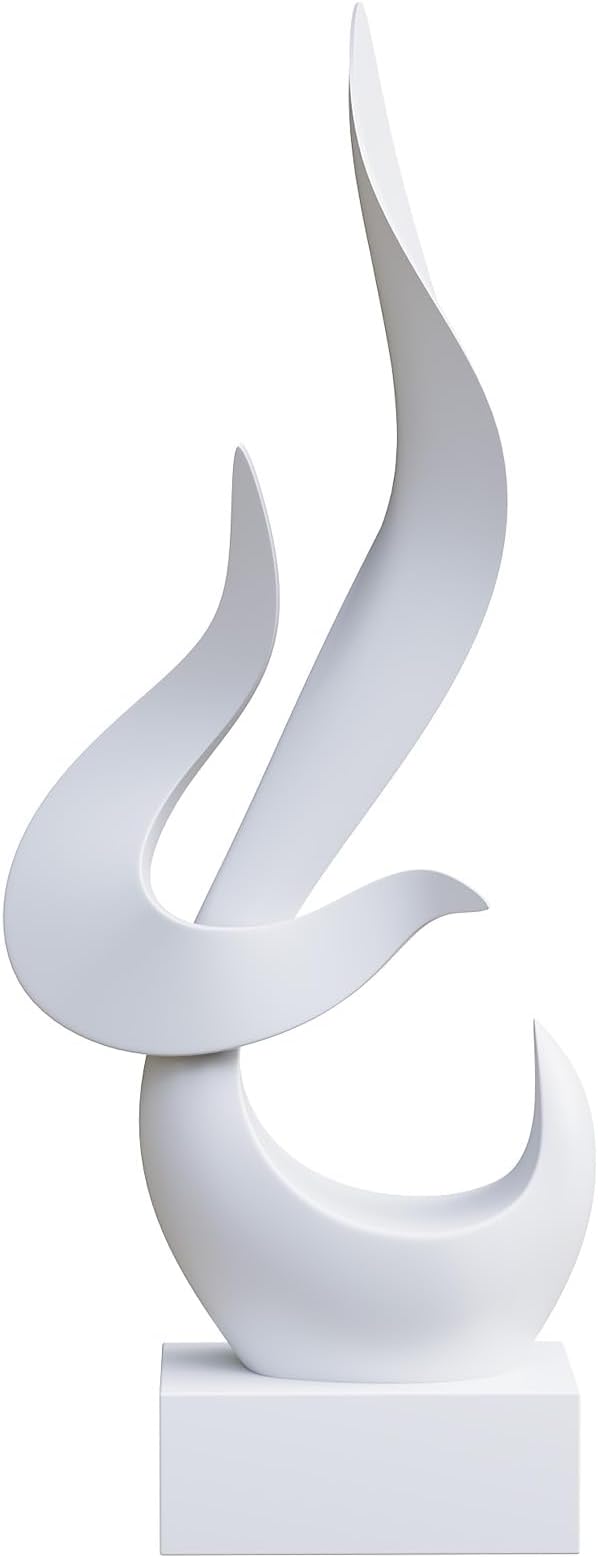 Dosker White Flame Sculptures Home Decor, Abstract Statues Shelf Decor, Table Decor for Living Room Office, Kitchen