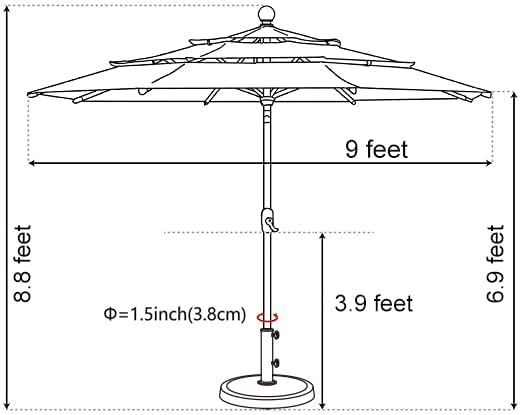 EliteShade USA 10-Year-Non-Fading Solar 9ft 3 Tiers Market Umbrella with 80 LED Lights Patio Umbrellas Outdoor Table with Ventilation,Burgundy