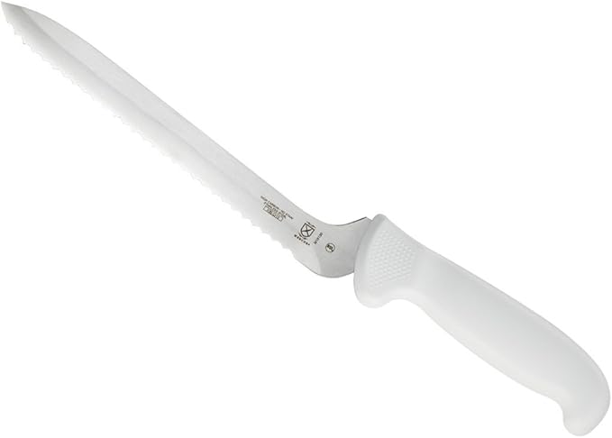 Mercer Culinary Ultimate White, 8 Inch Wavy Edge Offset Utility Knife