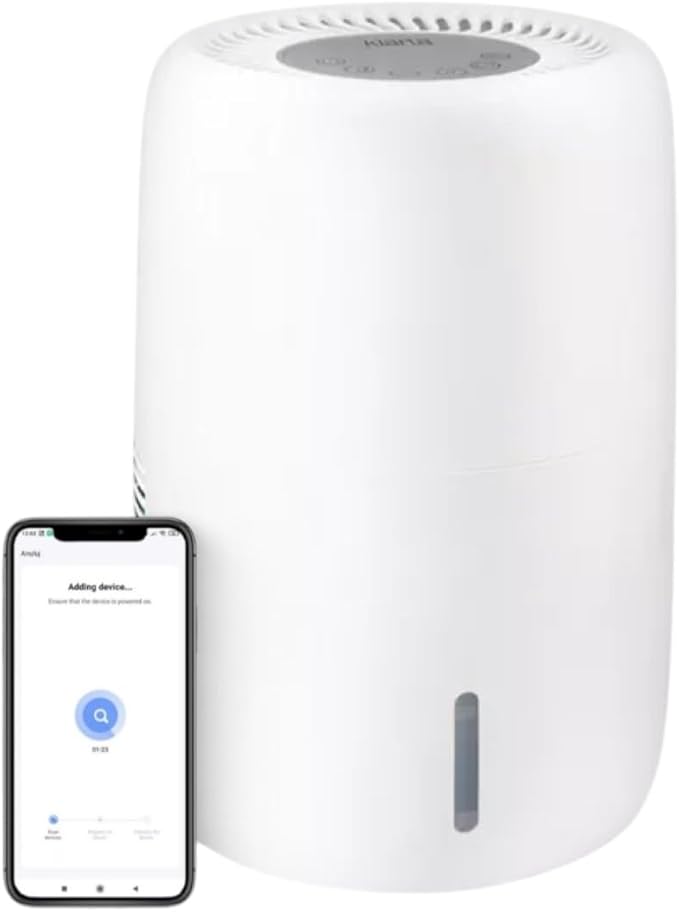 Humea Smart Evaporative Humidifier with WiFi & App Control - 3L Tank, 4 Speeds, 300ml/h - Quiet, Mist-Free, No White Dust - Nightlight - For Allergies, Dry Skin, Better Sleep - White