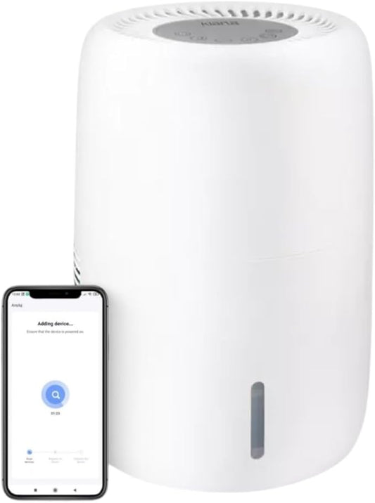 Humea Smart Evaporative Humidifier with WiFi & App Control - 3L Tank, 4 Speeds, 300ml/h - Quiet, Mist-Free, No White Dust - Nightlight - For Allergies, Dry Skin, Better Sleep - White