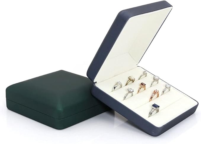 Small Ring Organizer Box, Portable Rings Jewelry Holder Case, Modern Ring Storage Tray Fit for Women,Girl for Travel (blue)