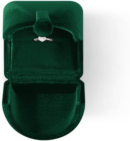 Velvet Ring Box，Engagement Jewelry Gift Boxes Holder for Women,Ceremony Rings Display for Proposal,Wedding Day Case (Green)