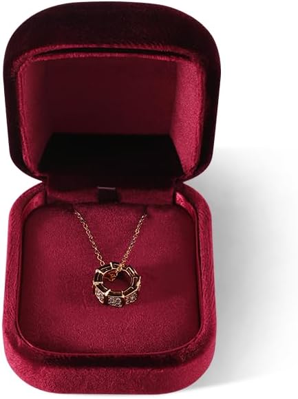 Resilient Velvet Ring Earrings Bracelet Necklace Display Box, Travel Mini Jewelry Organizer Case (Red, Necklace Box)