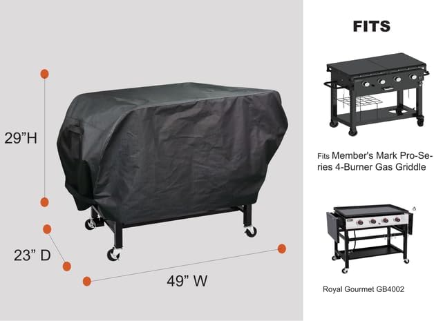 RPET Fabric Cover for Flat Griddle Cover, Black；Fit 36" griddles with Hood and Side Shelf foldeble