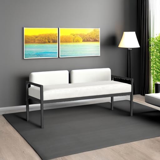 HomePop Modern Metal Bench|Bench for Living Room & Bedroom | Decorative Home Furniture - Cream Boucle