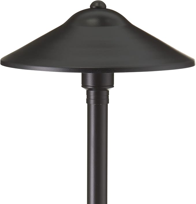 VOLT Max Spread 12V Black Brass Path Light (25" Tall, 9" Shade) with 3W 2700K Warm White G4 LED Bulb for Low Voltage Landscape Lighting on Outdoor Pathway, Walkway, Garden, Driveway or Patio