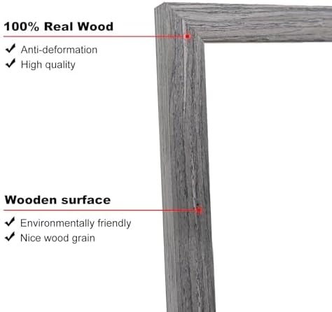 KINLINK A4 Picture Frame, Grey Solid Wood Frames with Acrylic Plexiglass for Pictures A5 with Mat or A4 without Mat, Tabletop and Wall Display Photo Frame 4 Pack