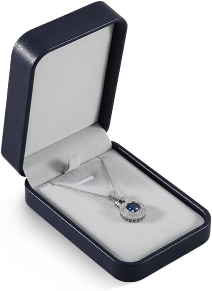 Necklace Gift Box, Leather Small Jewelry Box,Premium Jewelry Box For Necklaces,Luxury Necklace Case (Blue)