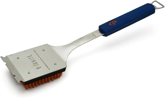 Ignite Stainless Steel Cool Grill Brush – Durable Grill Cleaner with Safe Nylon Bristles – No Wire Bristle Risk – Safe for Porcelain, Ceramic, Steel & Cast Iron Grates